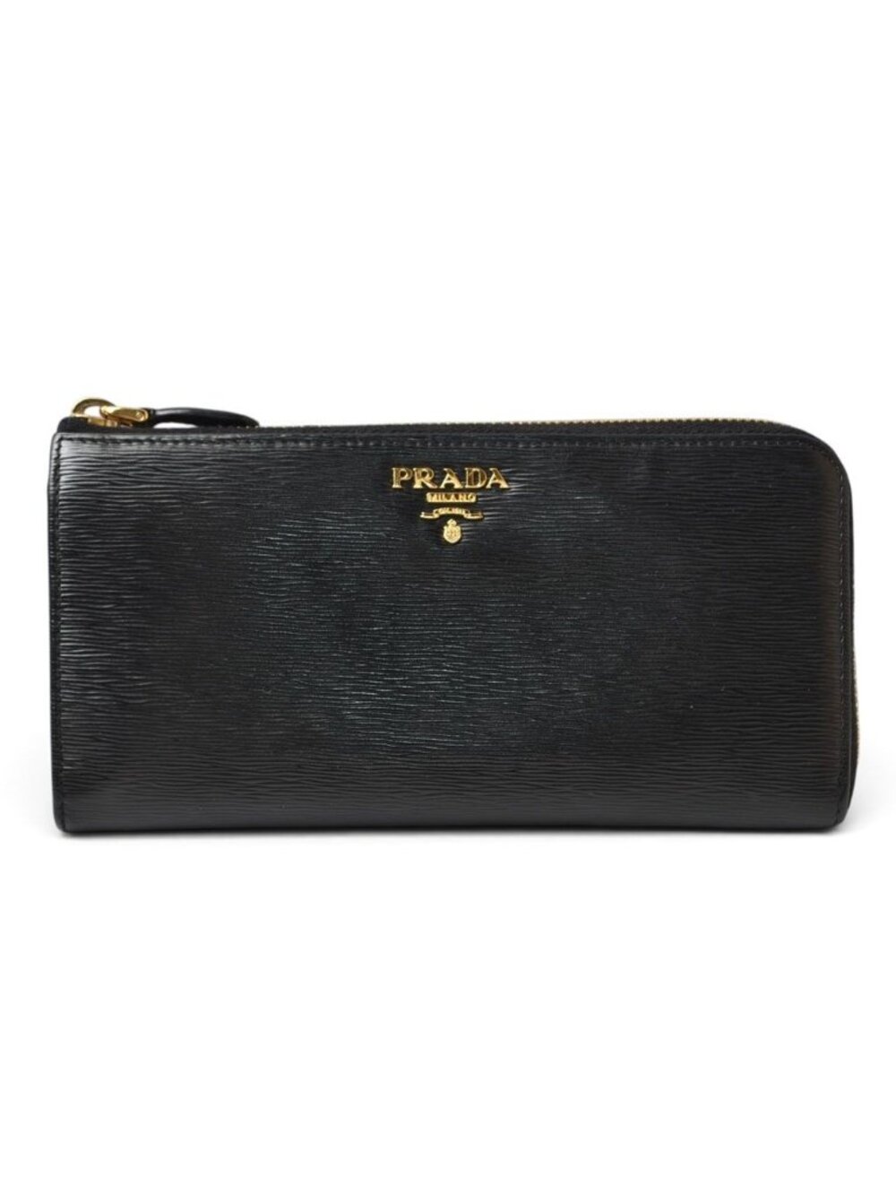 Prada Wallet L-shaped Zipper Vitello Move Leather Black